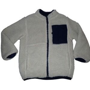 The Children's Place Berber Fleece Zip Jacket Boys‎ 4T Off White and Blue